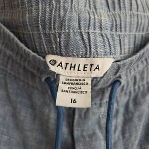 ATHLETA Cabo Blue Linen Jogger Size 16 Beach Casual Preppy Lightweight